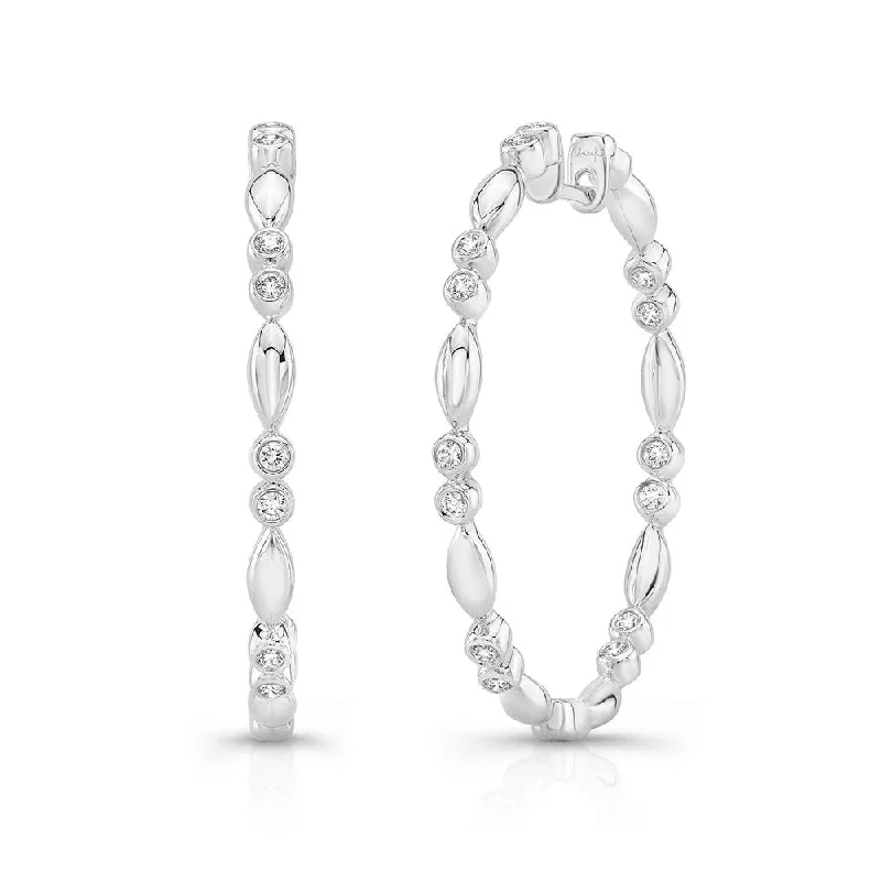 Women’s party earrings-Uneek Cahuenga Inside-Out Diamond Hoop Earrings