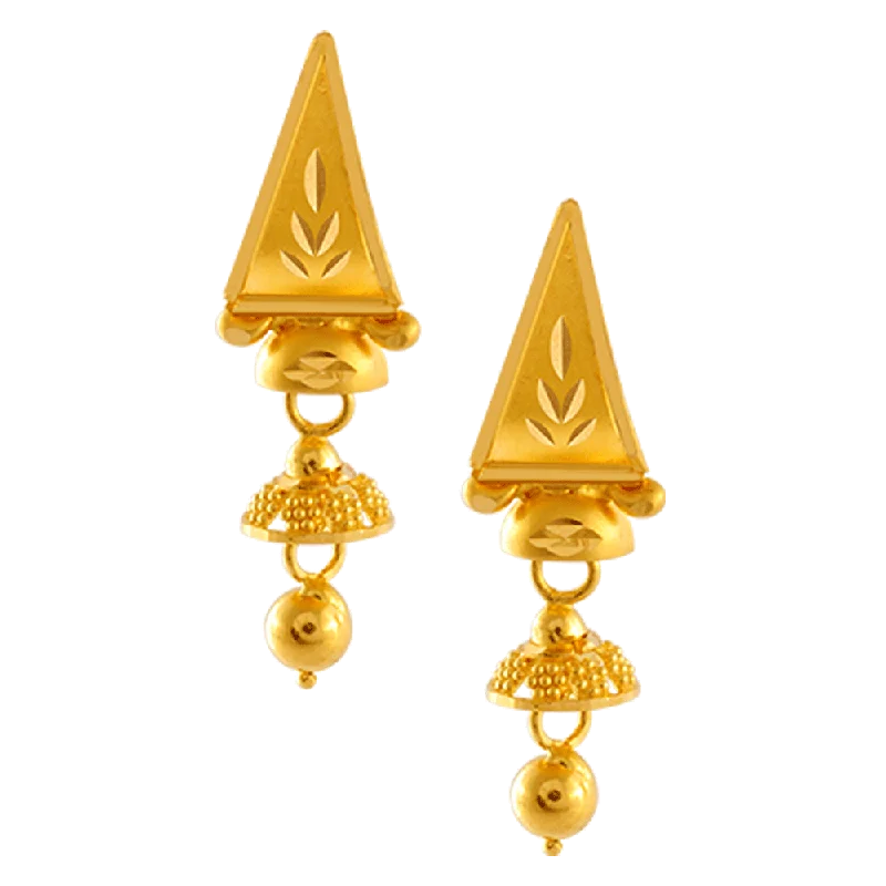 Women’s long earrings-22KT Yellow Gold Jhumki Earrings For Women