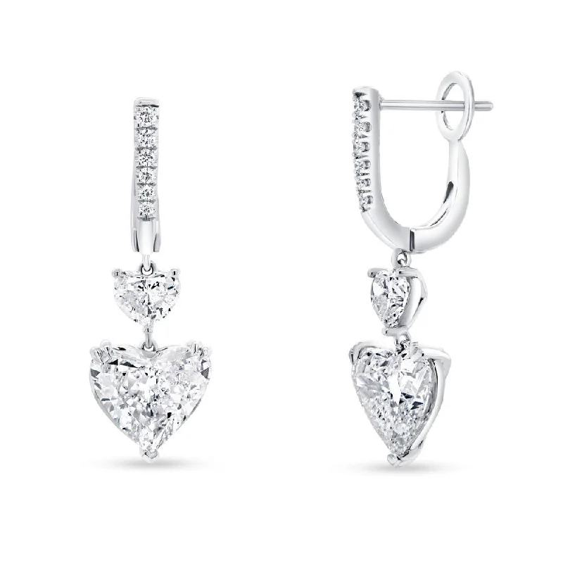 Women’s long drop earrings-Uneek Signature Collection Heart Heart Shaped Diamond Dangle Earrings