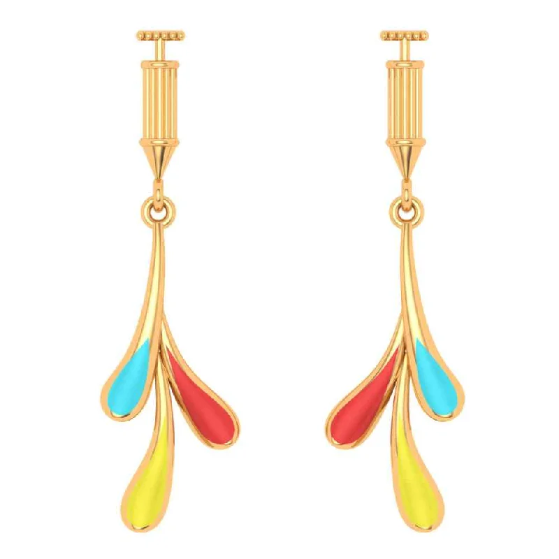 Women’s vintage earrings-Colourful Gold Drop Earrings