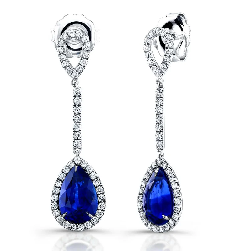 Women’s art deco earrings-Uneek Sapphire and Diamond Earrings