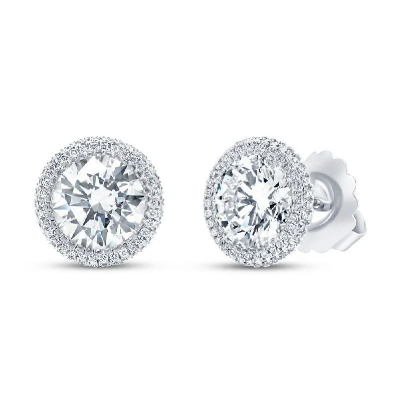 Women’s minimalist earrings-Uneek Signature Collection Halo Round Diamond Stud Earrings