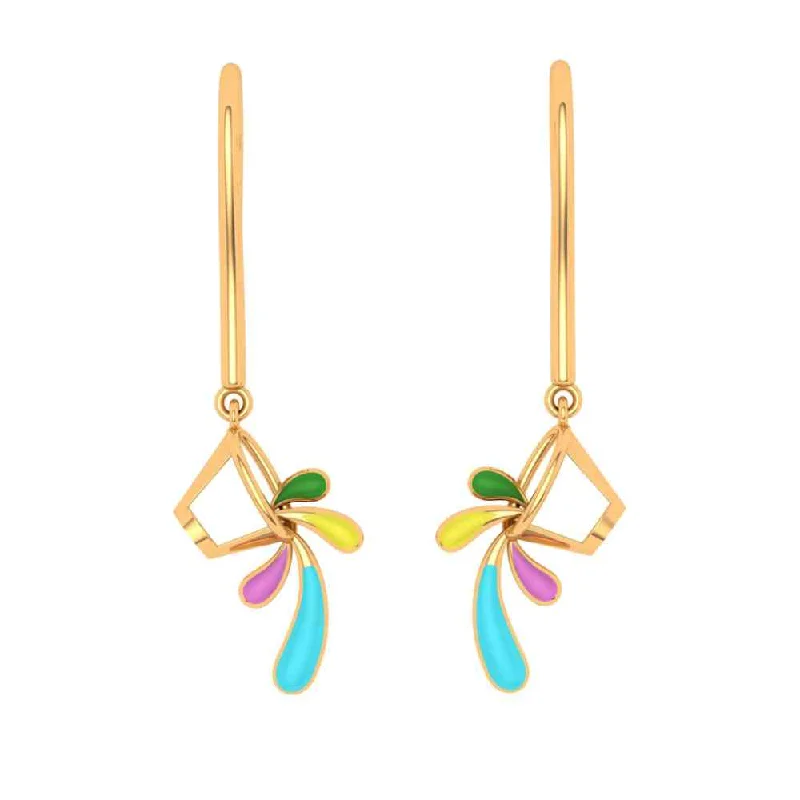 Women’s fashion earrings-Eclectic Floral Gold Drop Earrings