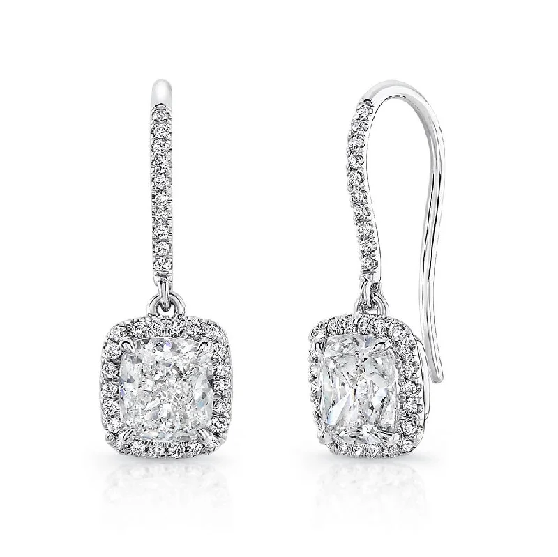 Women’s fashion stud earrings-Uneek Cushion Shaped Diamond Earrings