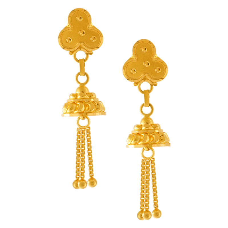 Women’s drop earrings-22KT Yellow Gold Jhumki Earrings For Women