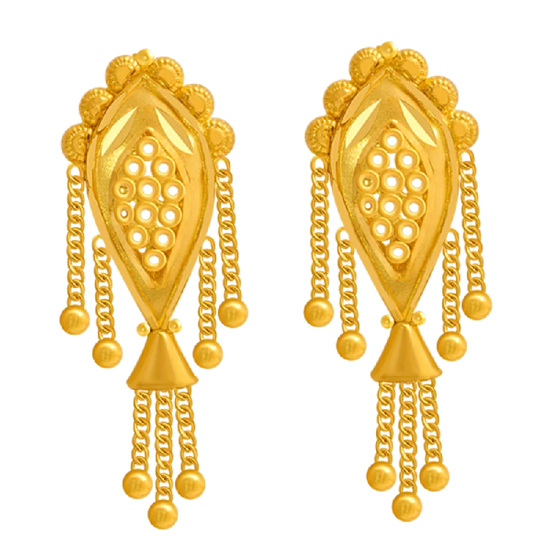 Women’s trendy earrings-22KT Yellow Gold Jhumki Earrings For Women