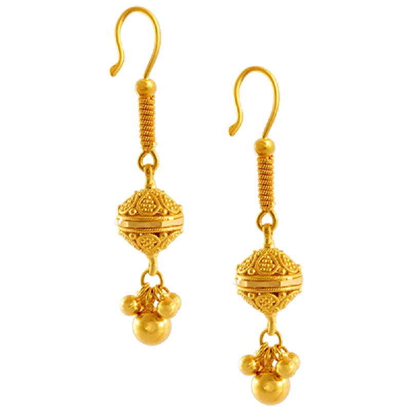 Women’s contemporary earrings-22KT Yellow Gold Jhumki Earrings For Women