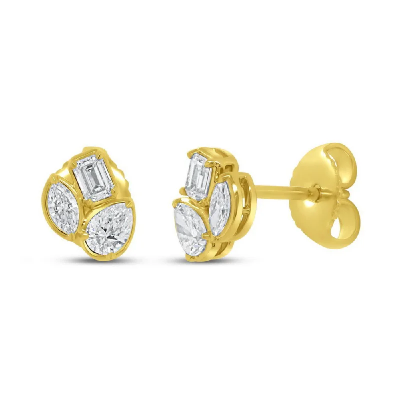 Women’s statement earrings-Uneek Alexandria Collection Bezel Stud Earrings