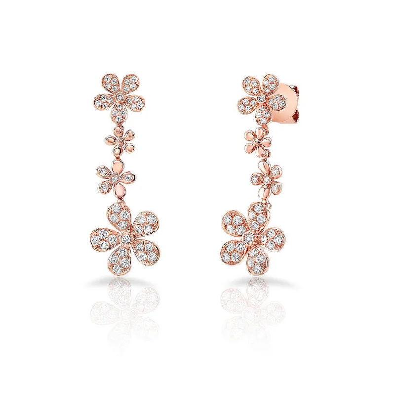 Women’s chandelier earrings-Uneek Cascade Collection Petite Floral Drop Earrings