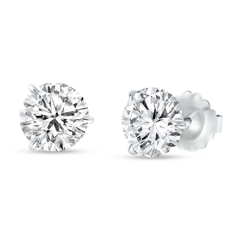 Women’s unique earrings-Uneek Signature Collection Solitaire Round Diamond Stud Earrings