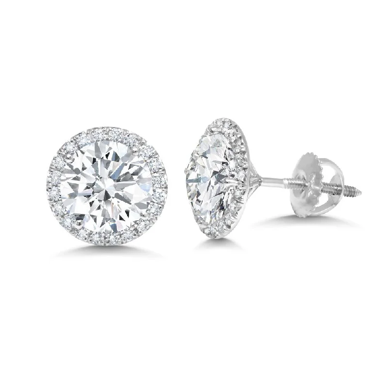 Women’s long earrings-Uneek Signature Collection Halo Round Diamond Stud Earrings