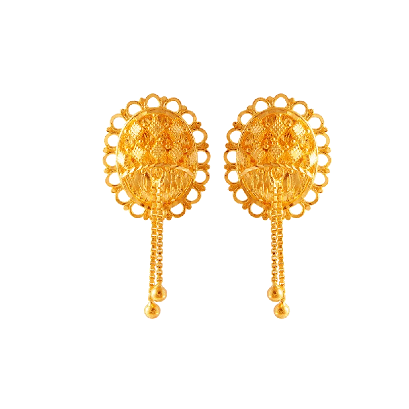 Women’s rose gold earrings-22KT (916) Yellow Gold Stud Earrings For Women