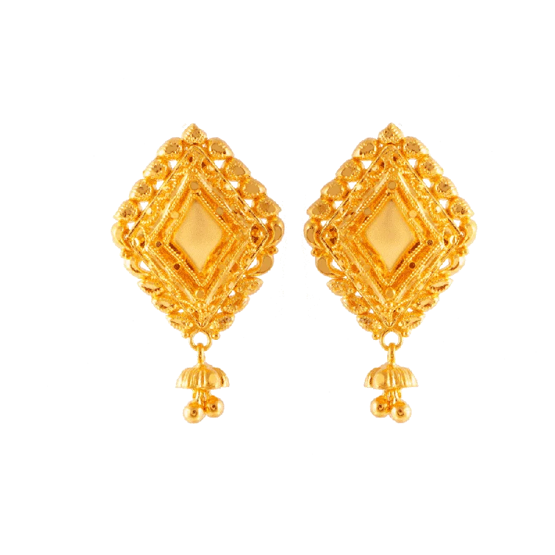 Women’s luxury diamond drop earrings-22KT (916) Yellow Gold Stud Earrings For Women