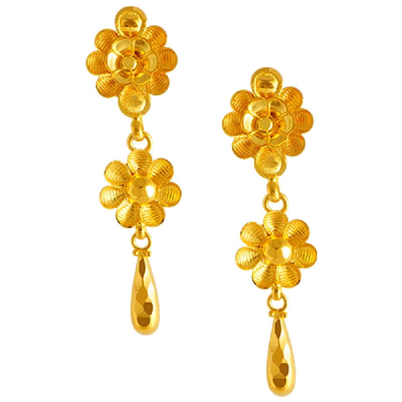 Women’s oversized earrings-22KT Yellow Gold Stud Earrings For Women