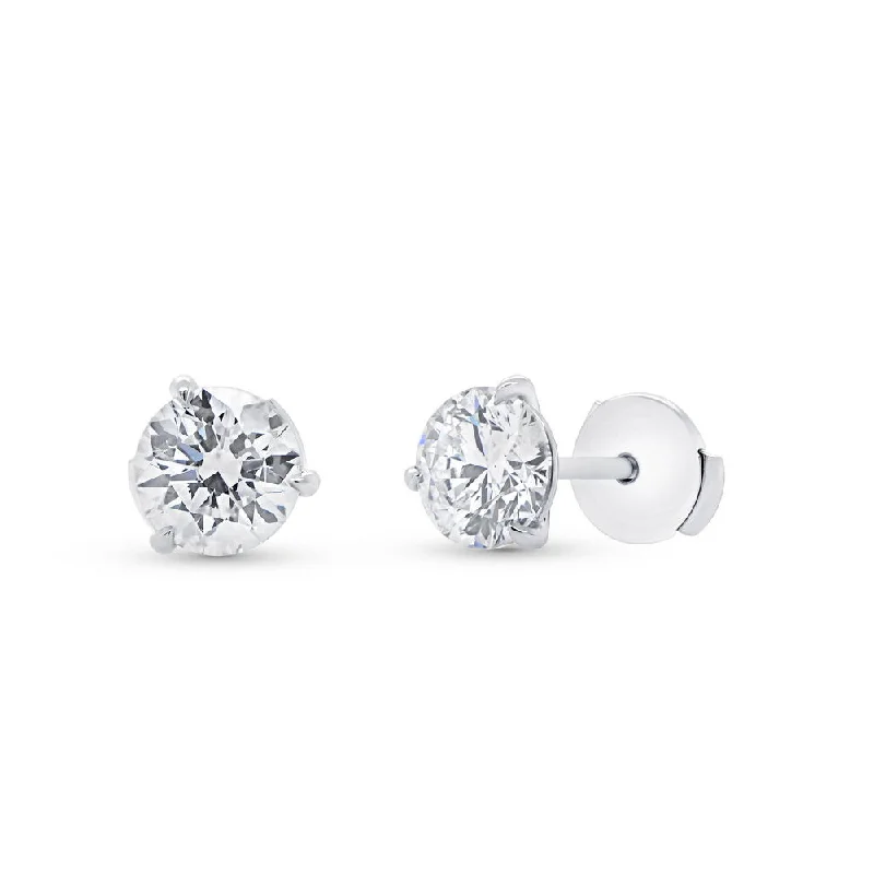 Women’s colorful earrings-Uneek Signature Collection Solitaire Round Diamond Stud Earrings