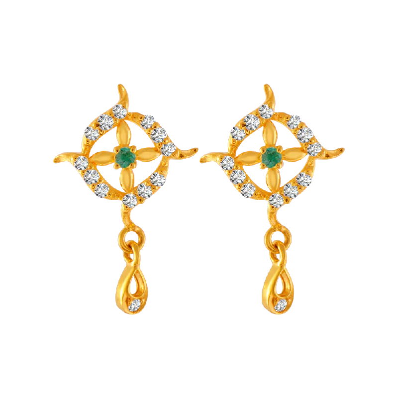 Women’s stud diamond earrings-22KT Yellow Gold And American Diamond Stud Earrings For Women