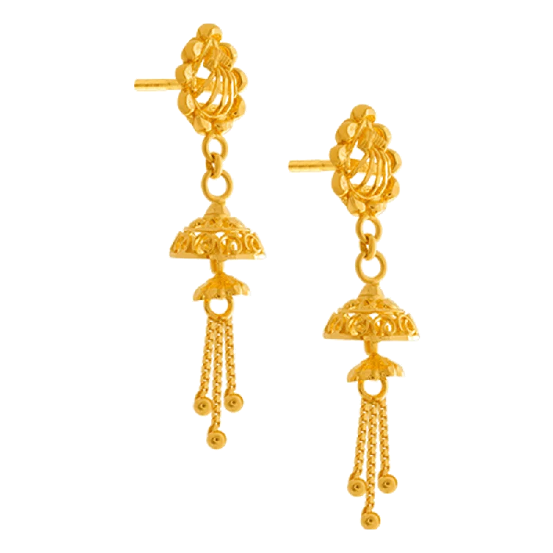 Women’s sterling silver earrings-22KT Yellow Gold Jhumki Earrings For Women