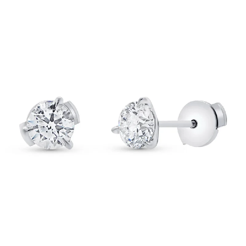 Women’s luxury diamond drop earrings-Uneek Signature Collection Solitaire Round Diamond Stud Earrings