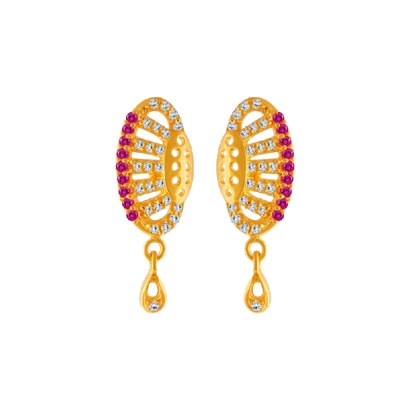 Women’s diamond earrings-22KT Yellow Gold And American Diamond Stud Earrings For Women