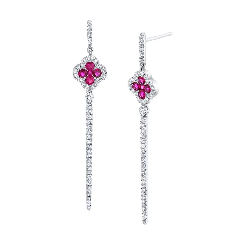 Women’s butterfly earrings-Uneek Precious Collection Round Ruby Dangle Earrings