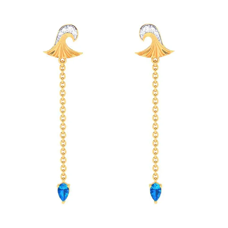 Women’s hoop drop earrings-22k Gold Earrings With Subtle Shape From Goldlites Collection