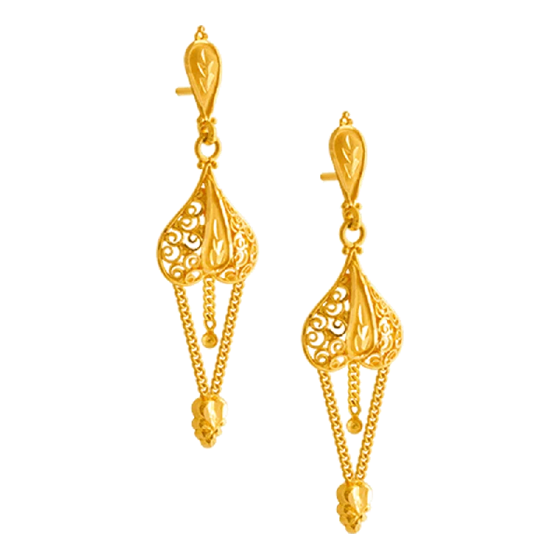 Women’s luxury earrings-22KT Yellow Gold Jhumki Earrings For Women