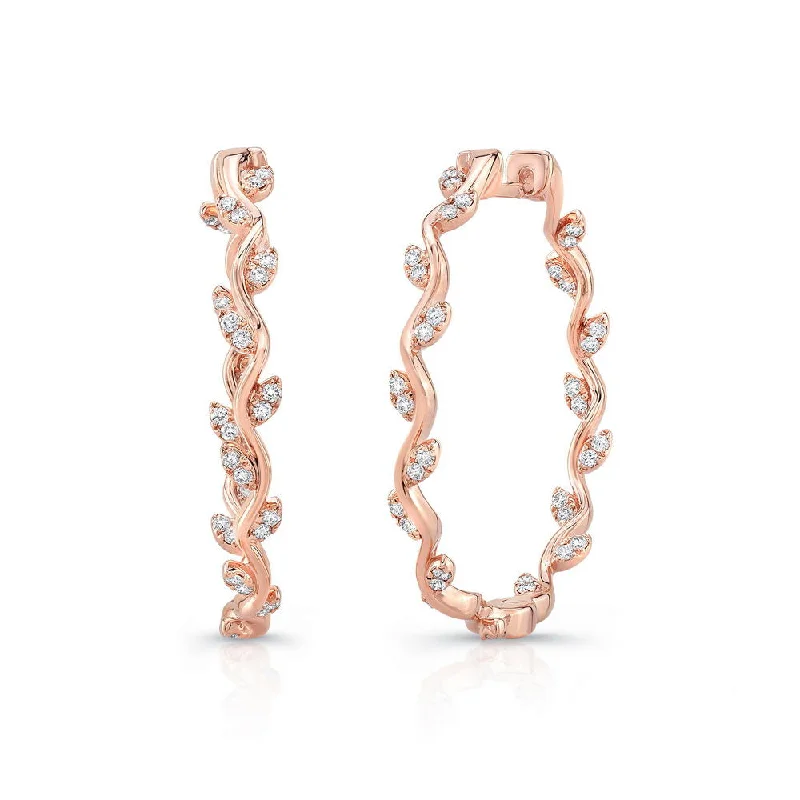 Women’s rose gold earrings-Uneek Stackable Collection Floral Hoop Earrings