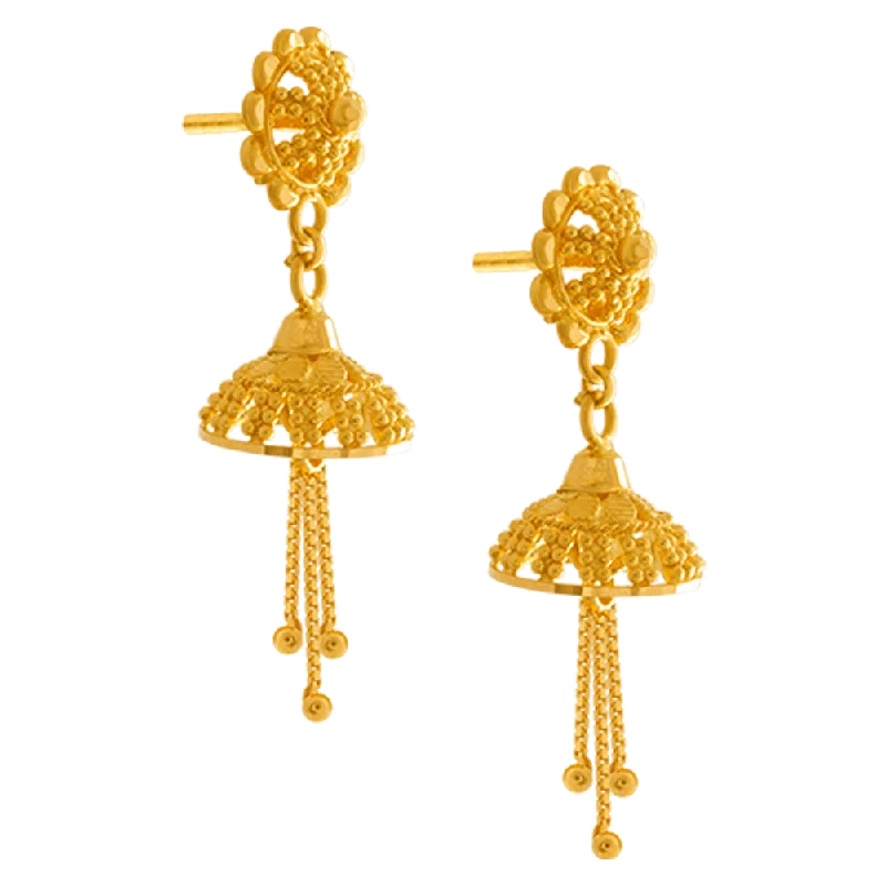 Women’s fashion crystal earrings-22KT Yellow Gold Jhumki Earrings For Women