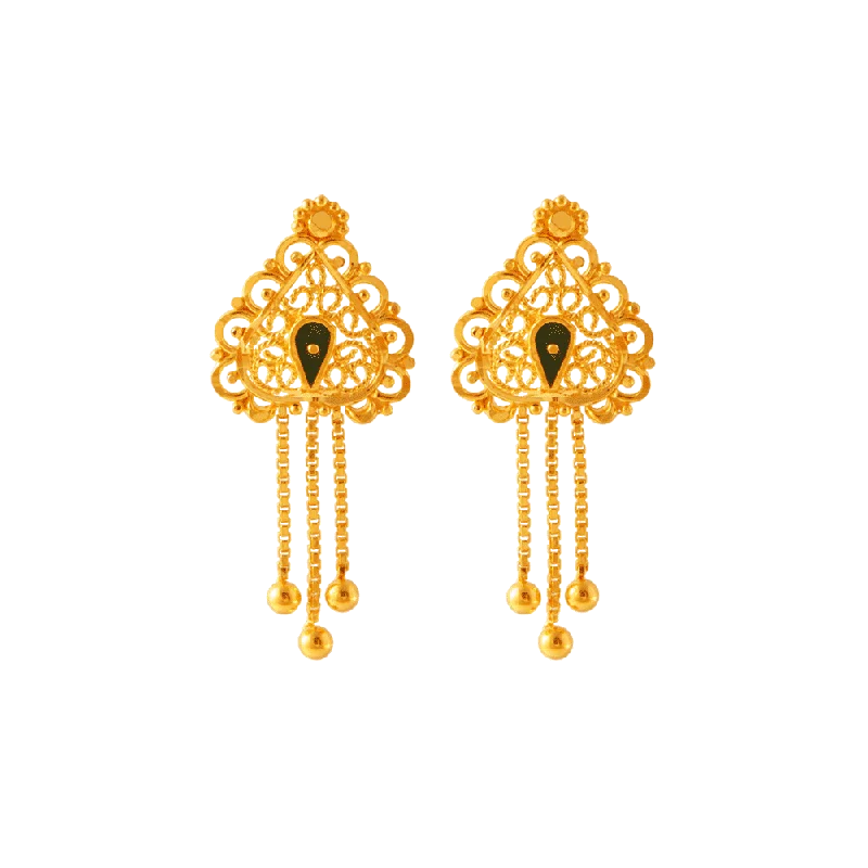 Women’s crystal hoop earrings-22KT (916) Yellow Gold Stud Earrings For Women