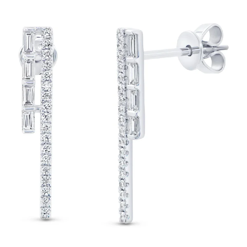 Women’s silver drop earrings-Uneek Gatsby Collection 2-Row Drop Earrings