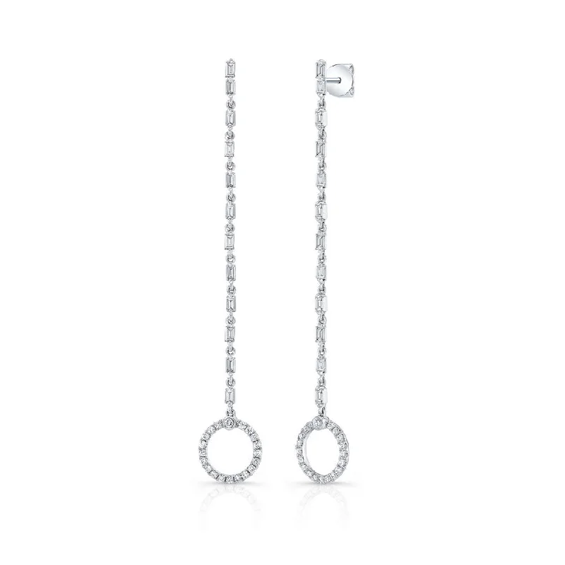 Women’s sapphire earrings-Uneek Gatsby Collection Baguette Diamond Dangle Earrings