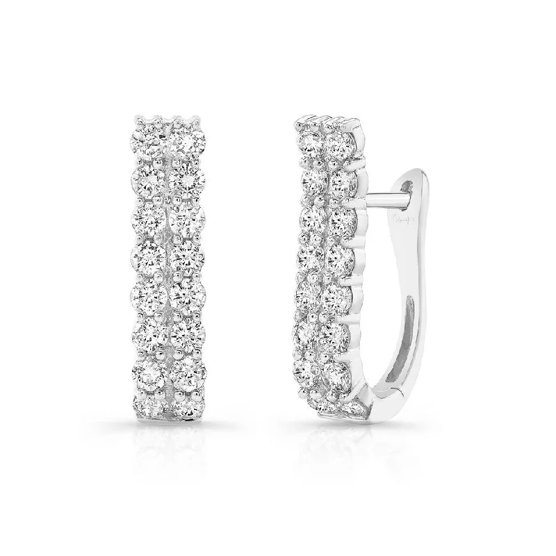 Women’s sparkly earrings-Uneek Gatsby Collection 2-Row Huggie Earrings