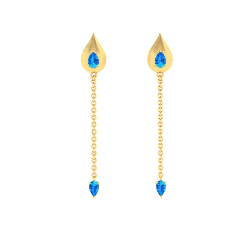 Women’s minimalist earrings-Gold Earrings With Blue Gems From Goldlites Collection