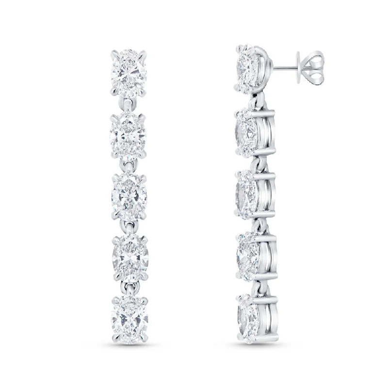 Women’s bold earrings-Uneek Gatsby Collection Oval Shaped Diamond Dangle Earrings