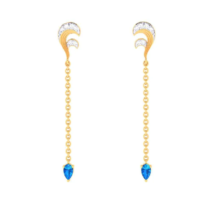 Women’s crystal stud earrings-Gold Stud Earrings With Yellow & Blue Gems From Goldlites Collection