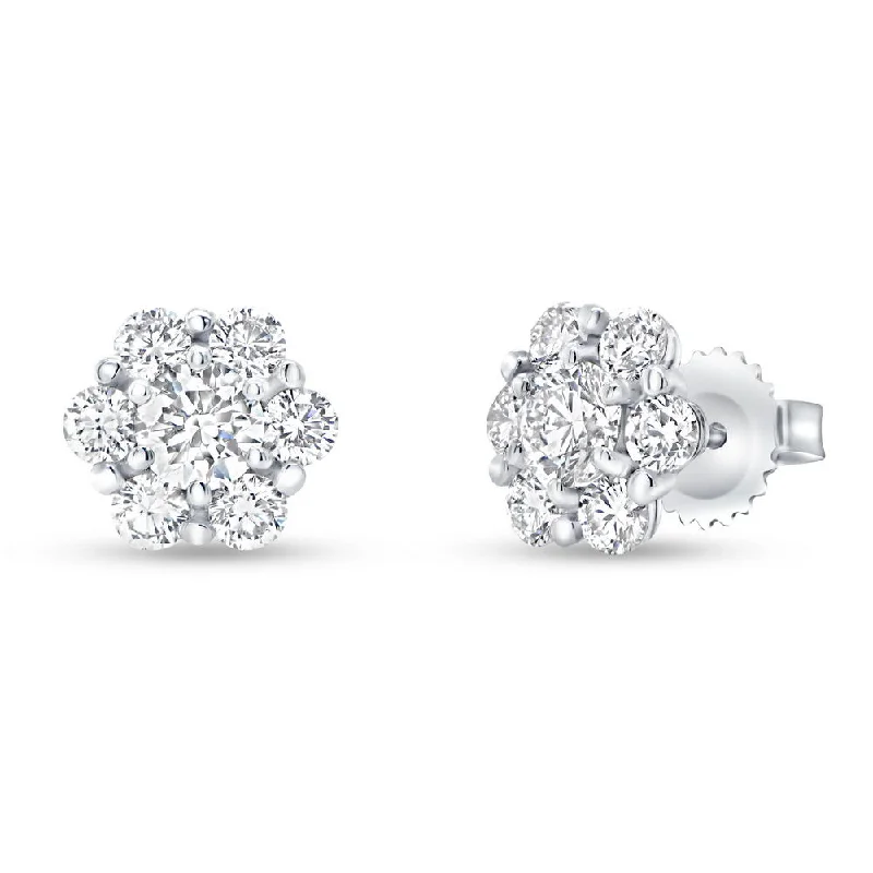 Women’s geometric stud earrings-Uneek Petals Collection Cluster Cushion Cut Diamond Stud Earrings