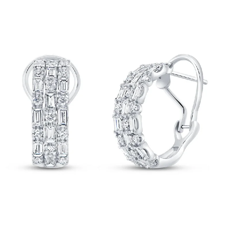 Women’s diamond stud earrings-Uneek Gatsby Collection 3-Row Huggie Earrings