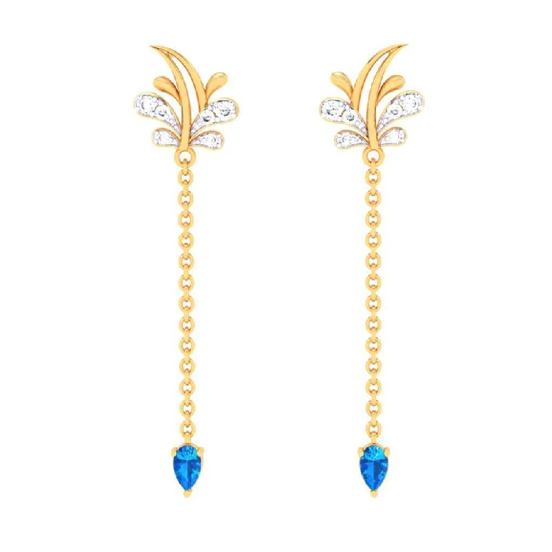 Women’s silver earrings-Gold Earrings With Unique Shape & Blue, Yellow Gems From Goldlites Collection