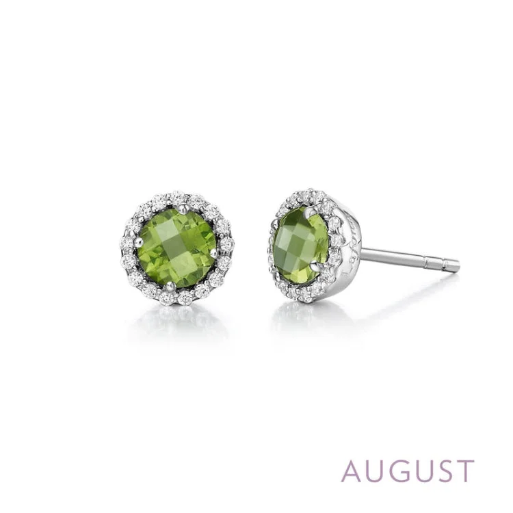 Women’s gold hoop earrings-August Birthstone Earrings