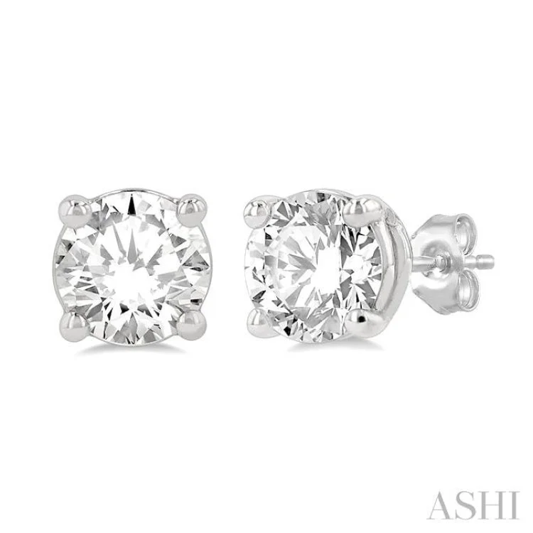 Women’s butterfly earrings-1 1/4 Ctw Round Cut Diamond Stud Earring in 14K White Gold