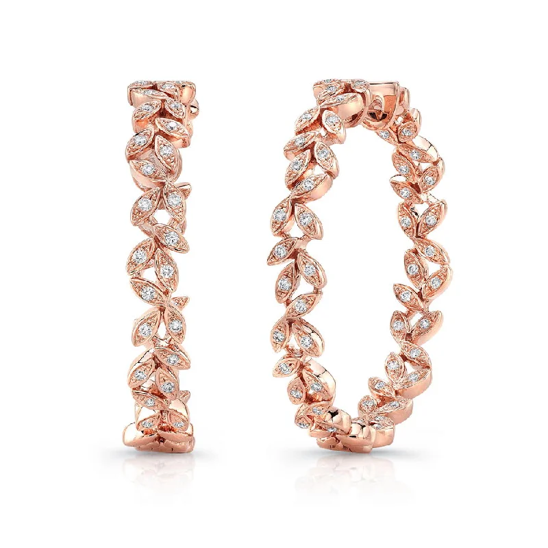 Women’s trendy gold earrings-Uneek Vine Inside-Out Diamond Hoop Earrings