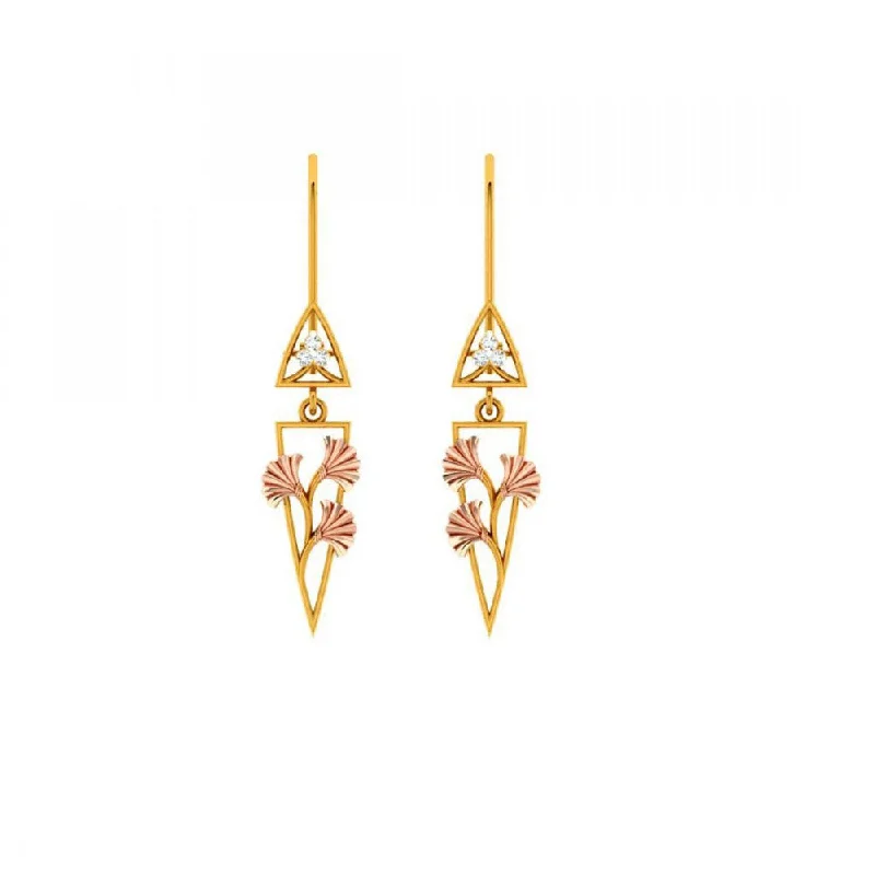 Women’s textured earrings-14KT (585) Yellow Gold Earrings For Women