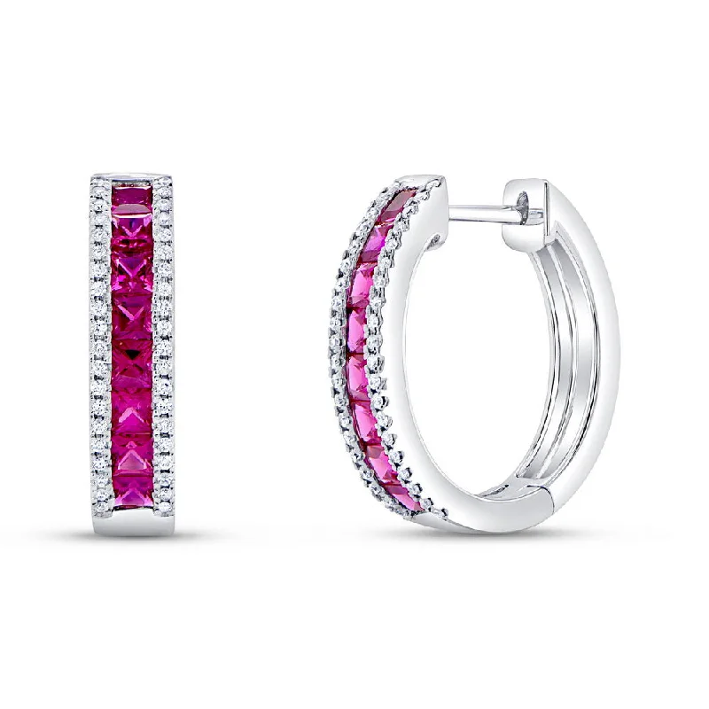 Women’s art deco earrings-Uneek Precious Collection Ruby Huggie Earrings