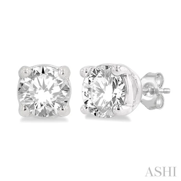 Women’s diamond earrings-1/4 Ctw Round Cut Diamond Stud Earring in 14K White Gold