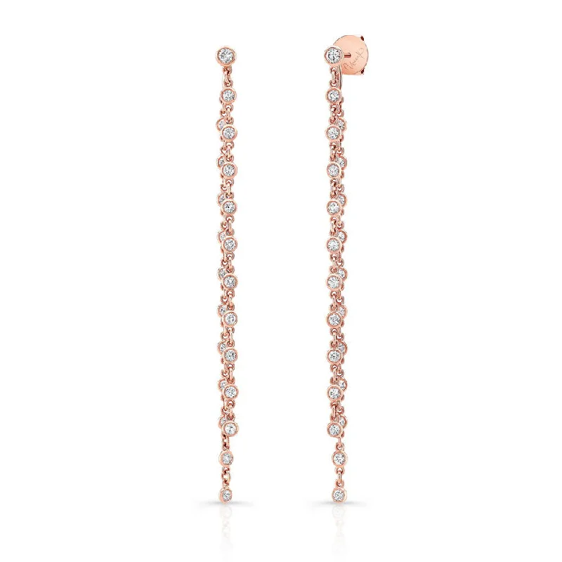 Women’s trendy earrings-Uneek Cascade Collection Threader-Illusion Diamonds-by-the-Yard Dangle Earrings