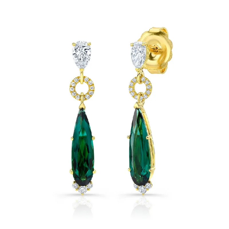 Women’s oversized earrings-Uneek Precious Collection Pear Shaped Indicolite Tourmaline Dangle Earrings