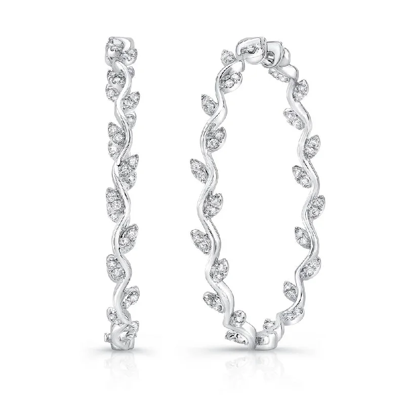 Women’s silver stud earrings-Uneek Stackable Collection Floral Hoop Earrings