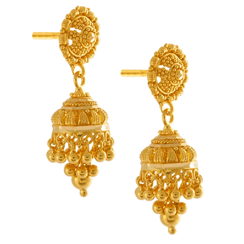 Women’s zodiac earrings-22KT Yellow Gold Jhumki Earrings For Women