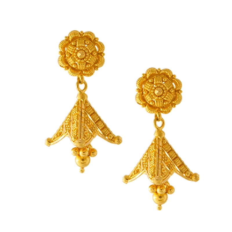 Women’s statement pearl earrings-22KT Yellow Gold Jhumki Earrings For Women