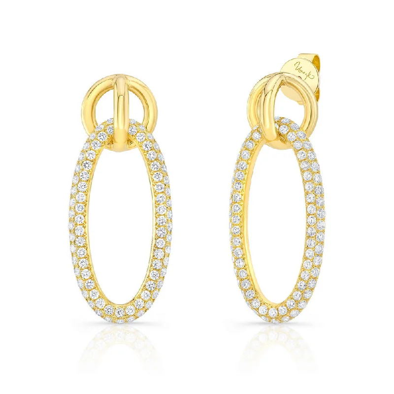 Women’s silver hoop drop earrings-Uneek Legacy Collection Drop Earrings